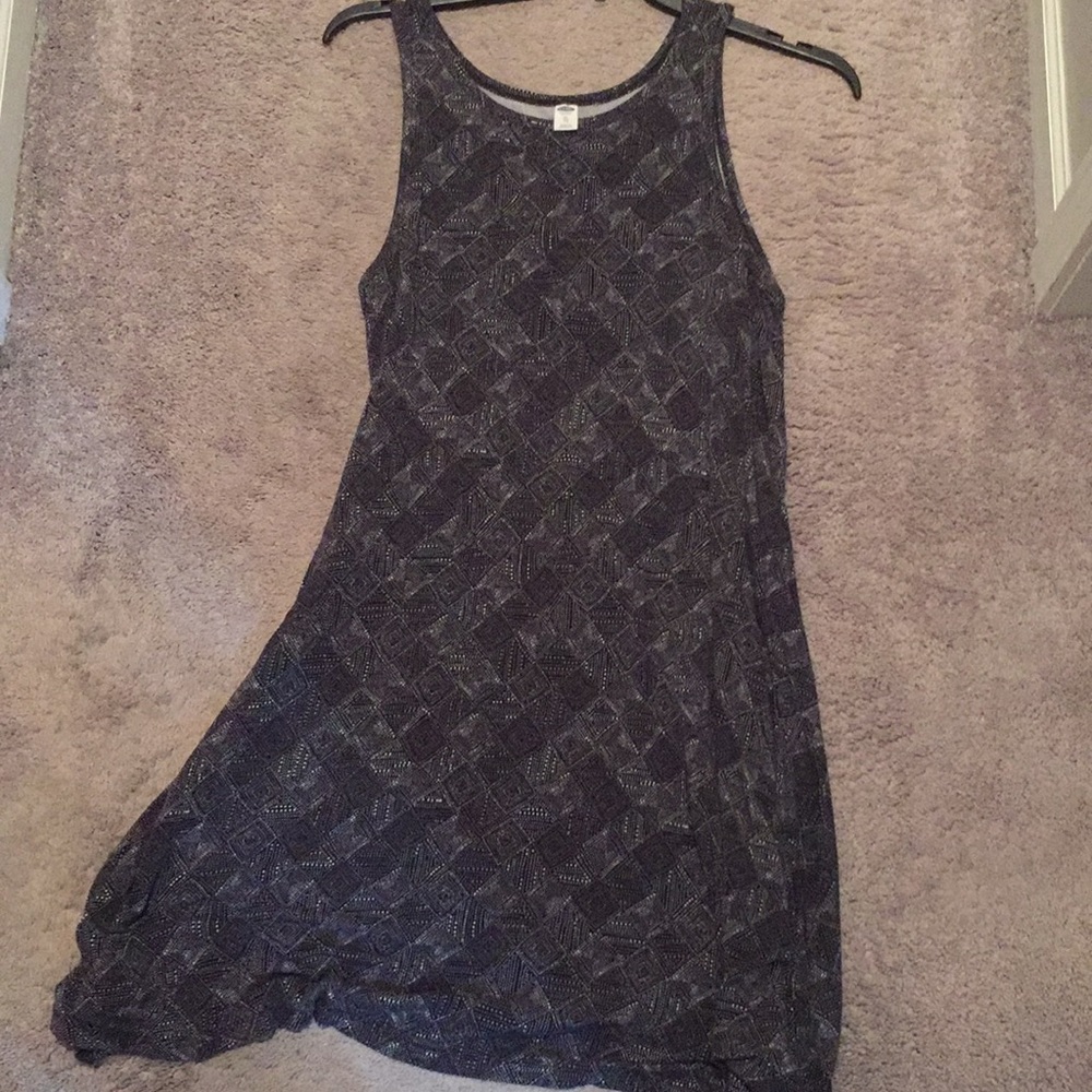 XL Old Navy Black Geo Pattern Swing Dress